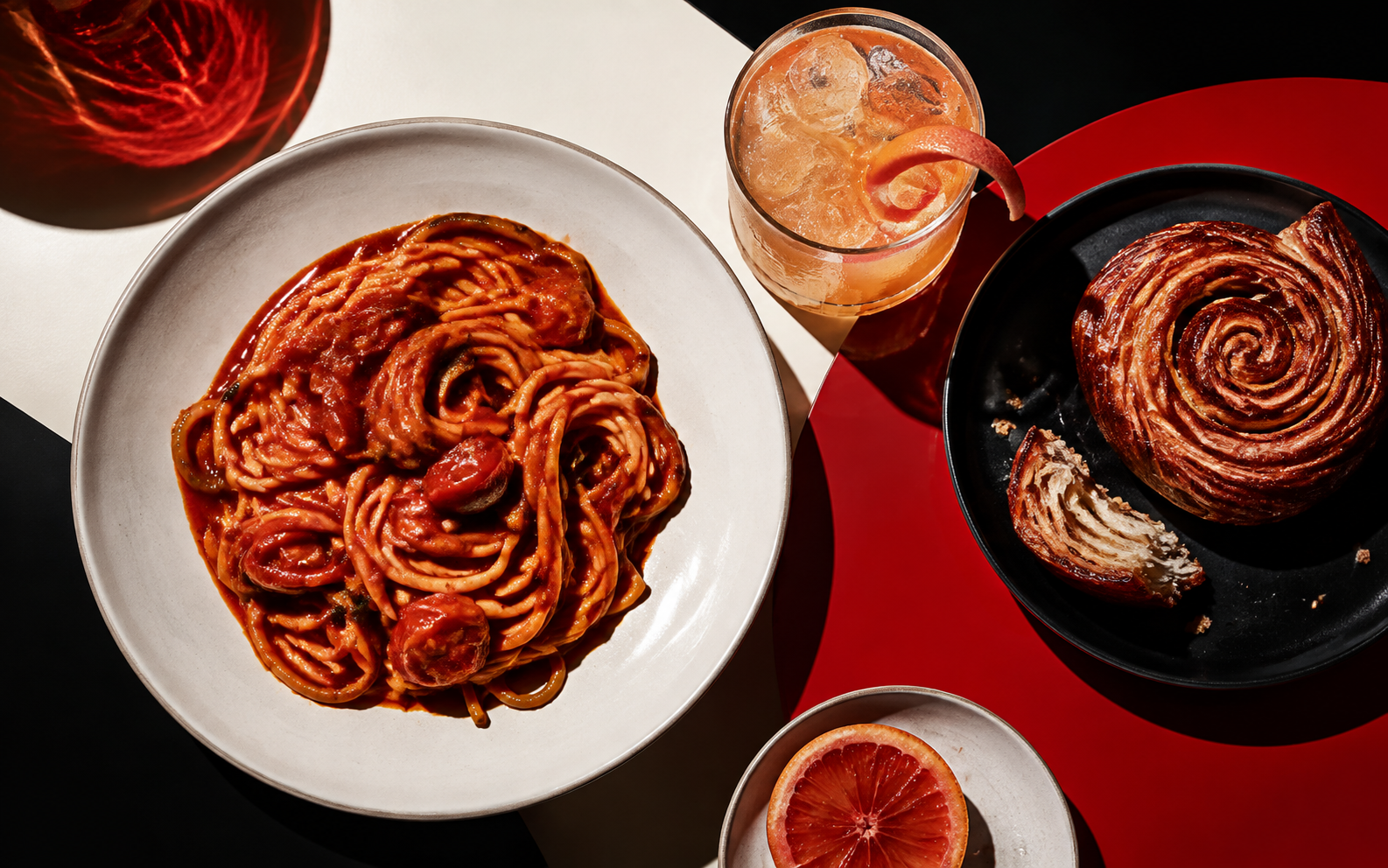 Colorful food and beverage campaign still life